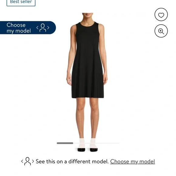 Time and Tru Women's Sleeveless Knit Dress, Size: Medium, Black